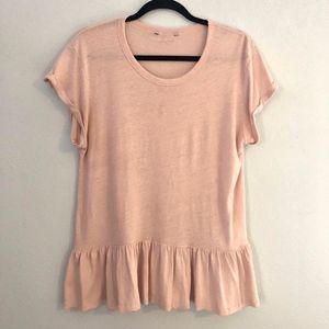 Calvin Klein Blush Linen peplum tee size L